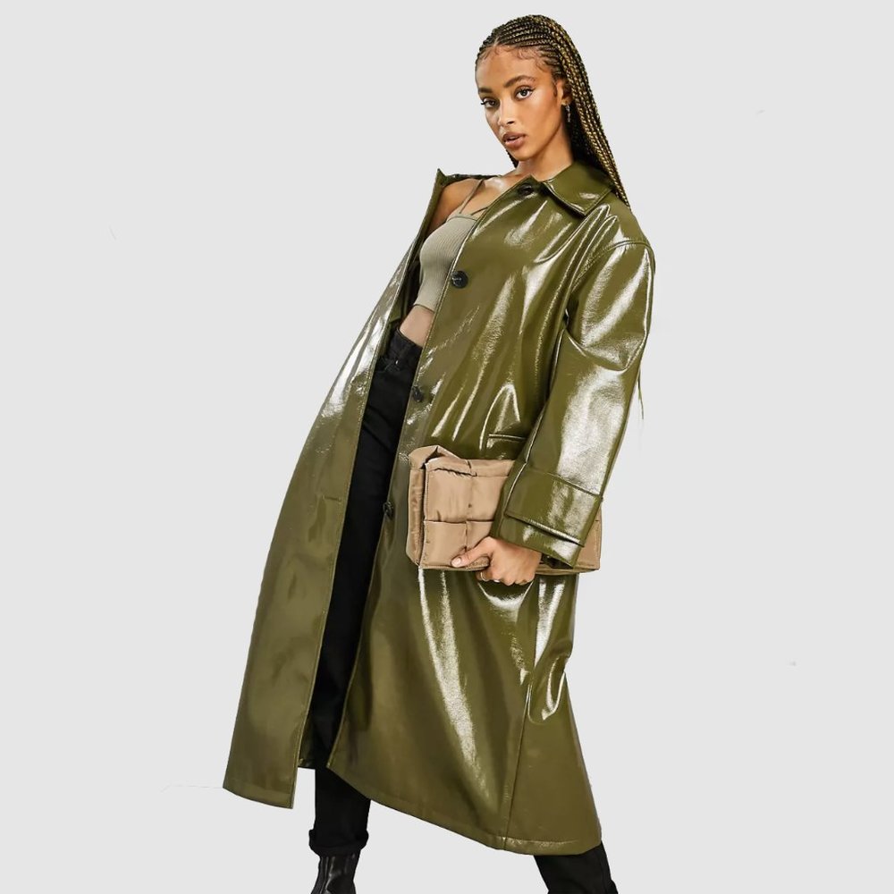 ASOS Green Vinyl Trench